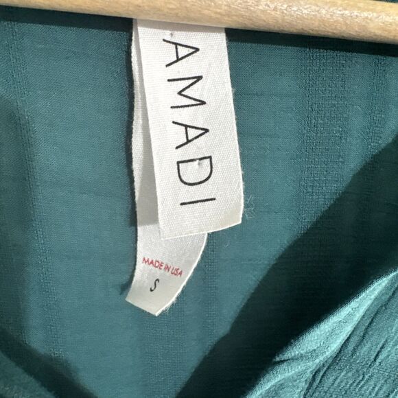 Amadi Anthropologie‎ Dress Small Green Rossi Tunic Ruffled Ruched Boho - Picture 2 of 10